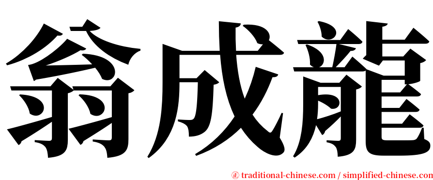 翁成龍 serif font