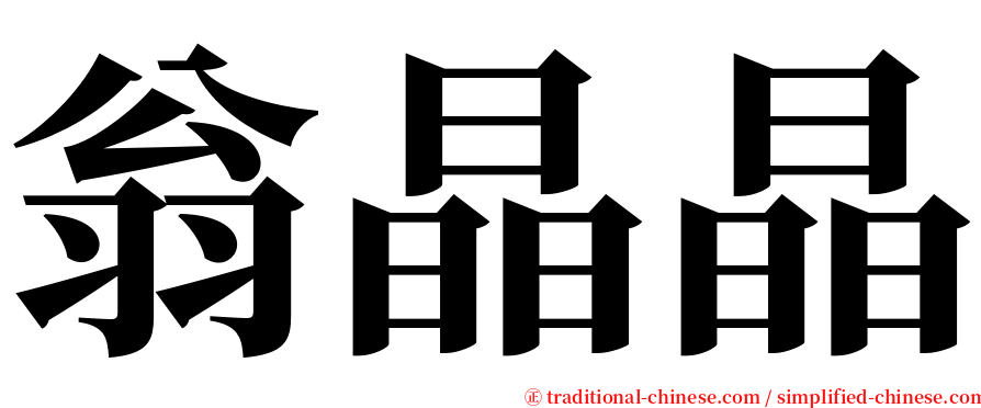 翁晶晶 serif font