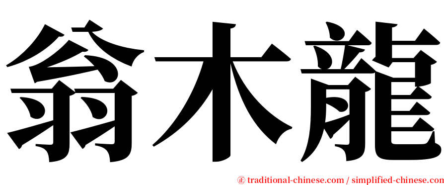 翁木龍 serif font