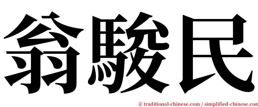 翁駿民 serif font