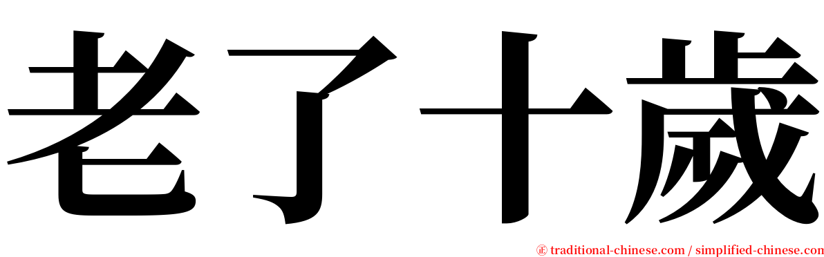 老了十歲 serif font