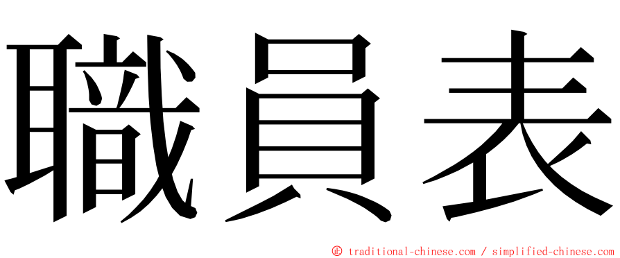 職員表 ming font