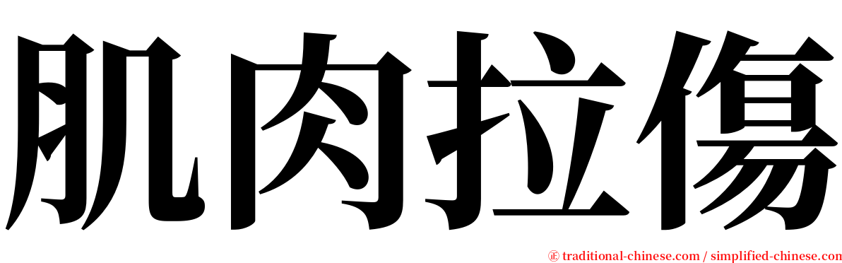 肌肉拉傷 serif font