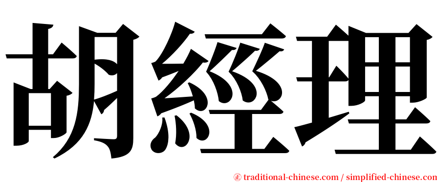 胡經理 serif font