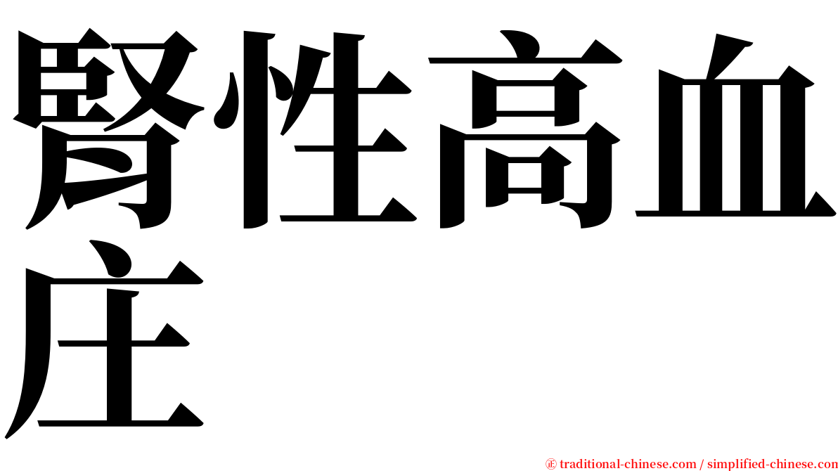 腎性高血庄 serif font