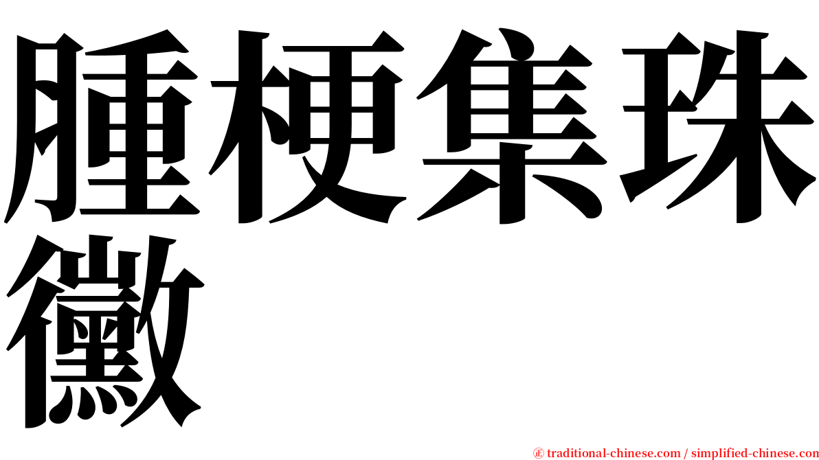 腫梗集珠黴 serif font