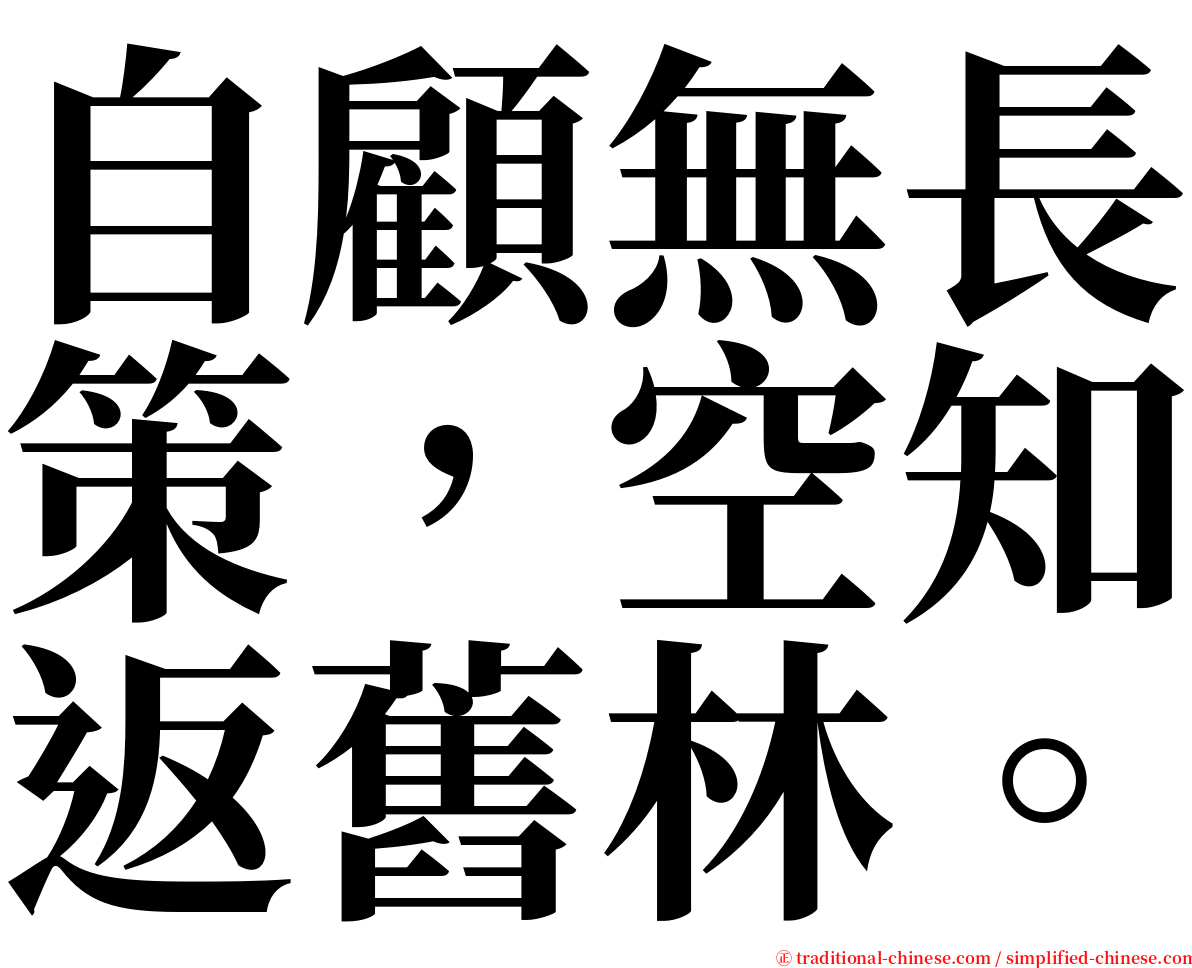 自顧無長策，空知返舊林。 serif font