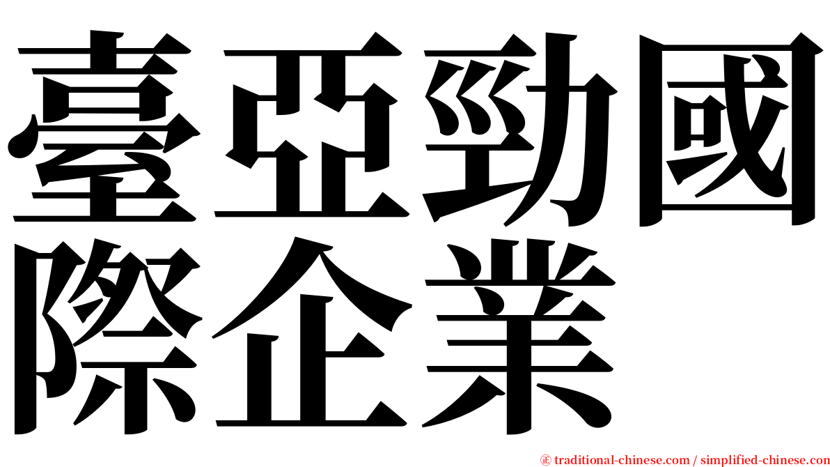 臺亞勁國際企業 serif font