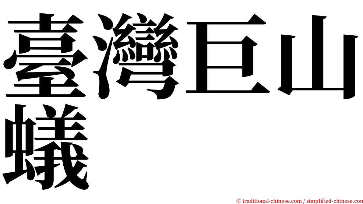 臺灣巨山蟻 serif font