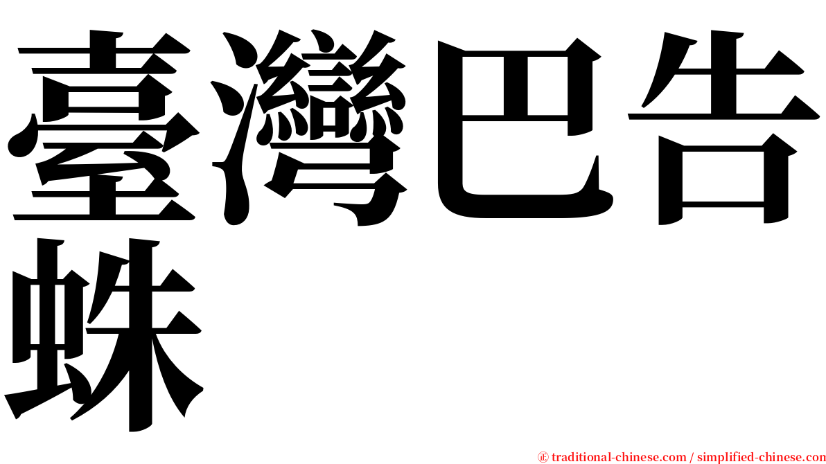 臺灣巴告蛛 serif font