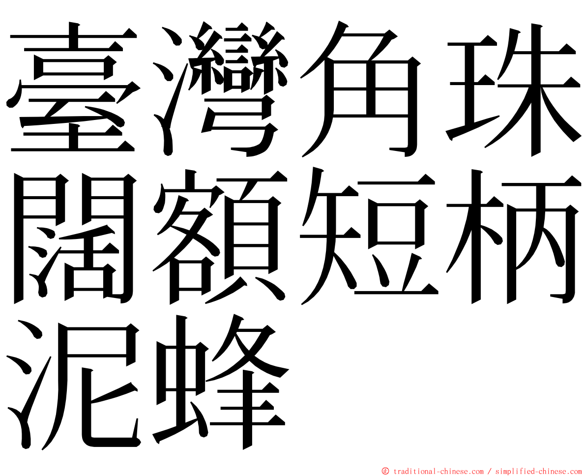 臺灣角珠闊額短柄泥蜂 ming font