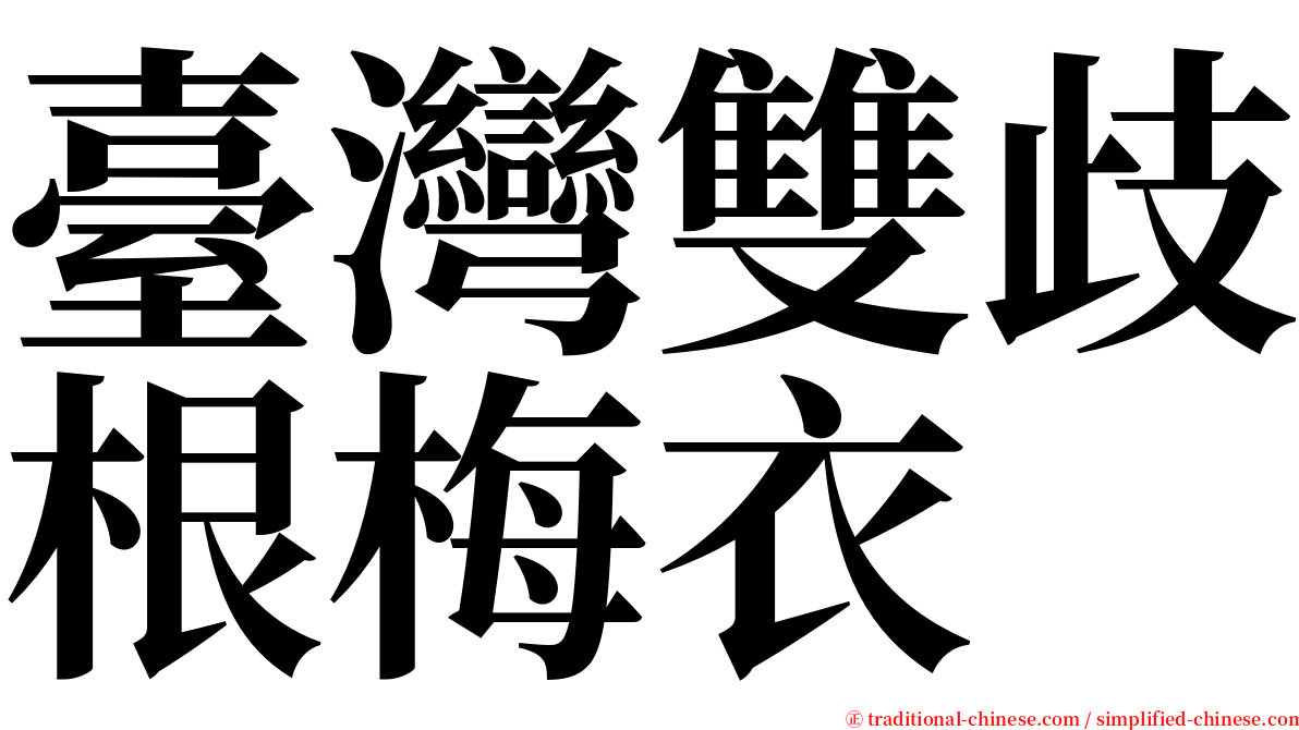 臺灣雙歧根梅衣 serif font