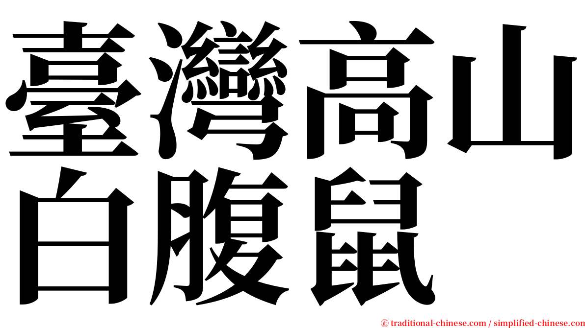 臺灣高山白腹鼠 serif font