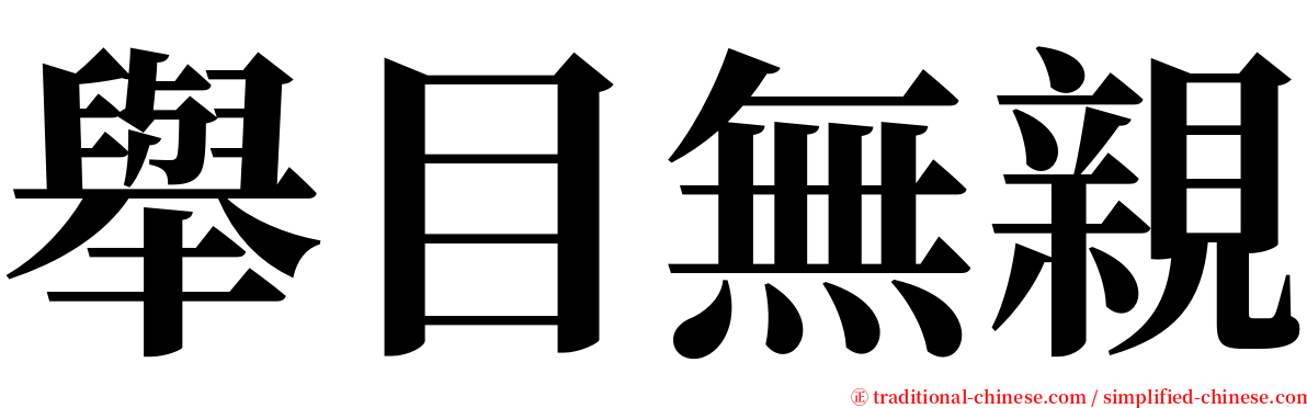 舉目無親 serif font