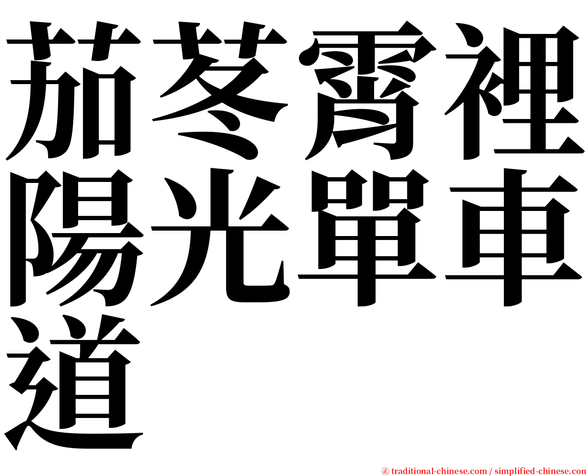 茄苳霄裡陽光單車道 serif font