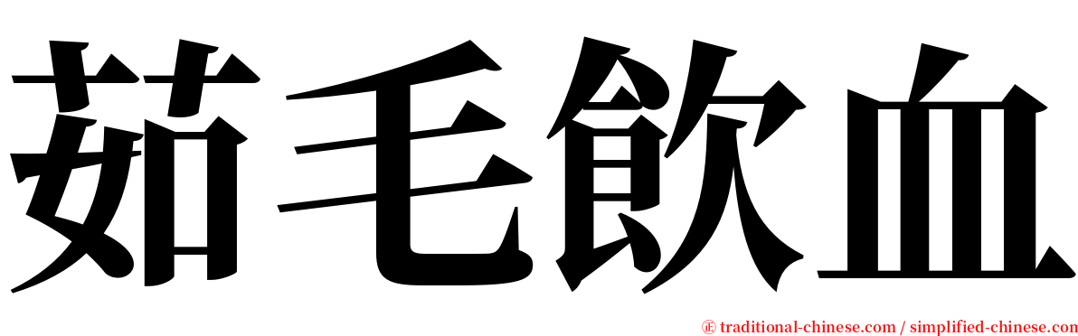 茹毛飲血 serif font