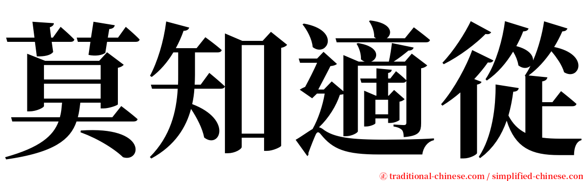 莫知適從 serif font