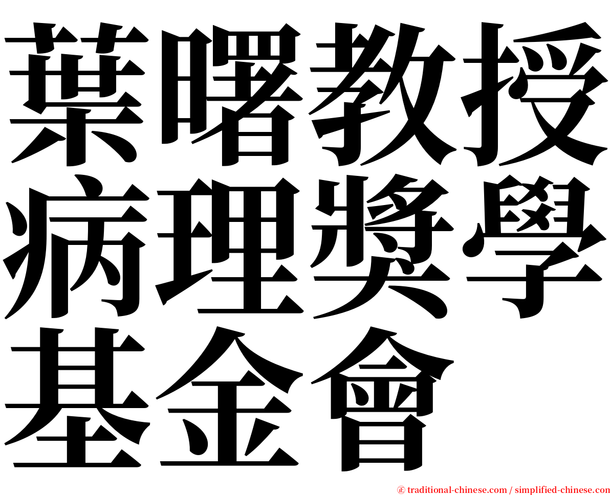 葉曙教授病理獎學基金會 serif font