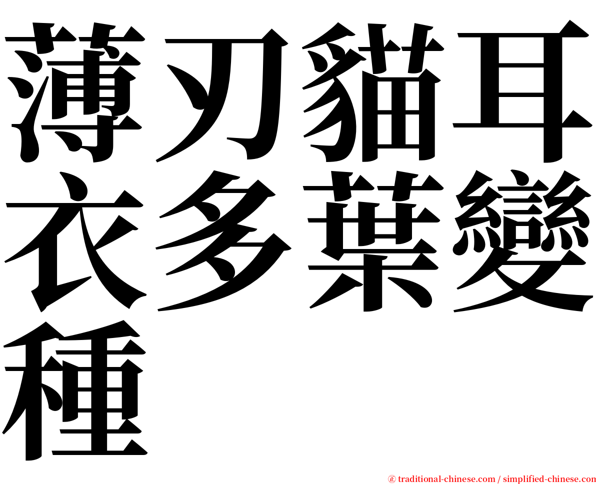 薄刃貓耳衣多葉變種 serif font