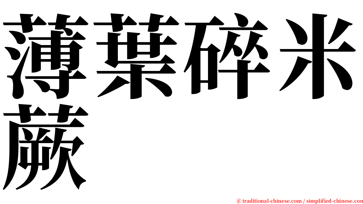 薄葉碎米蕨 serif font