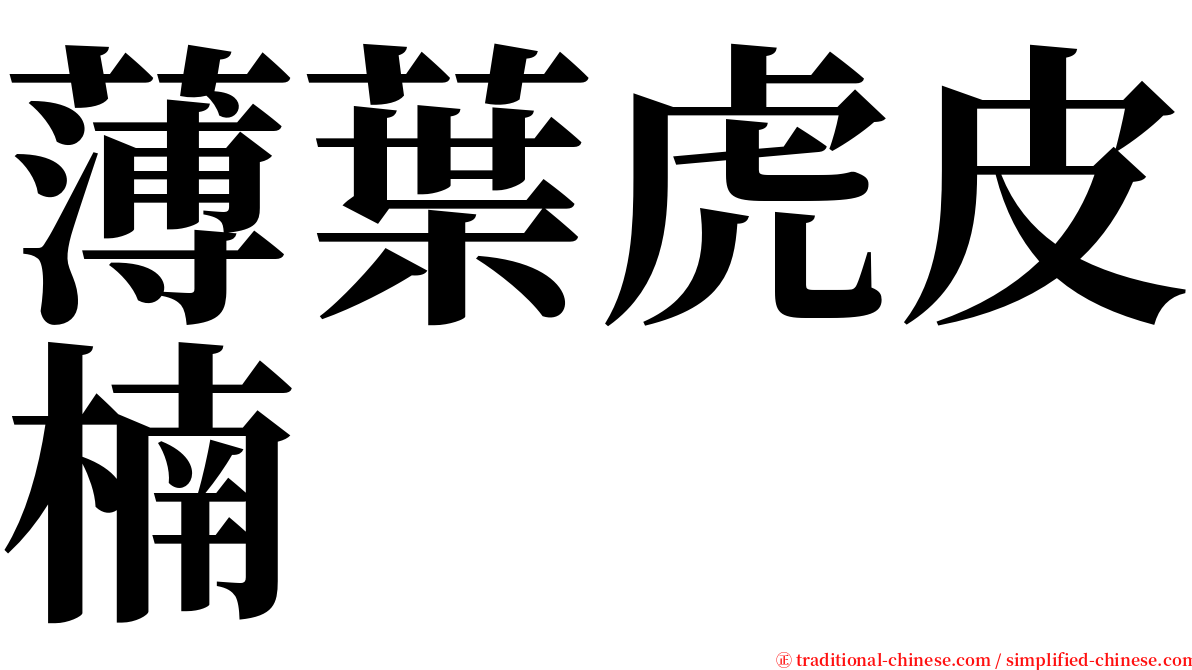 薄葉虎皮楠 serif font