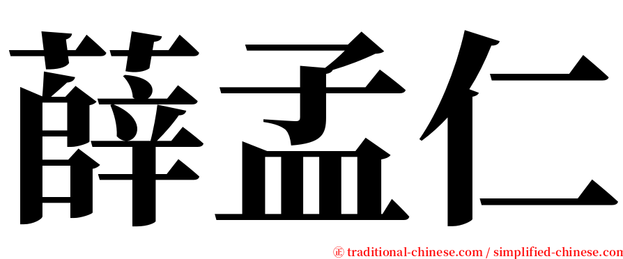 薛孟仁 serif font