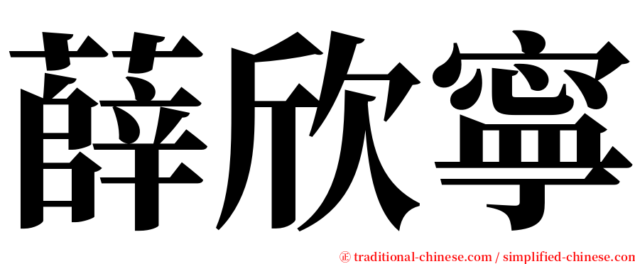 薛欣寧 serif font