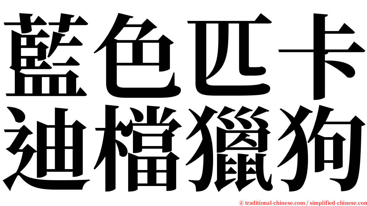 藍色匹卡迪檔獵狗 serif font