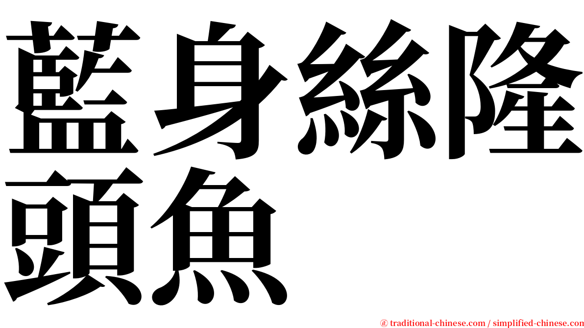 藍身絲隆頭魚 serif font