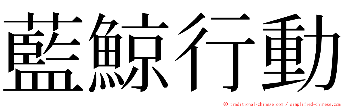 藍鯨行動 ming font