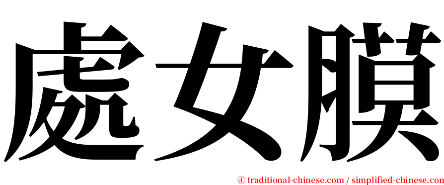 處女膜 serif font