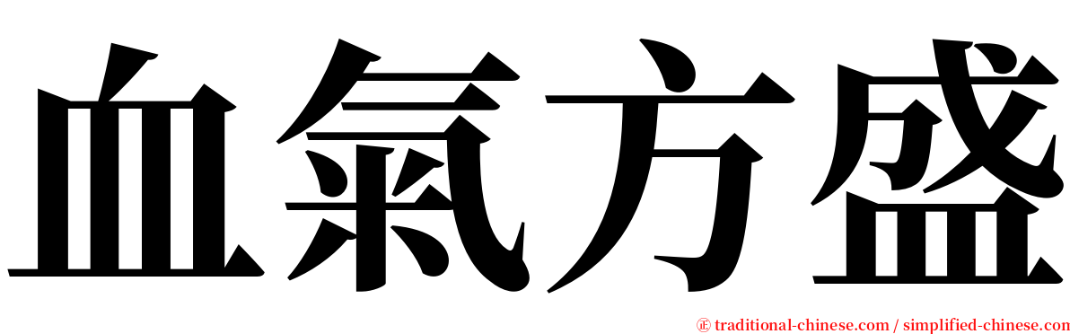 血氣方盛 serif font