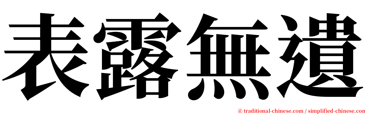 表露無遺 serif font