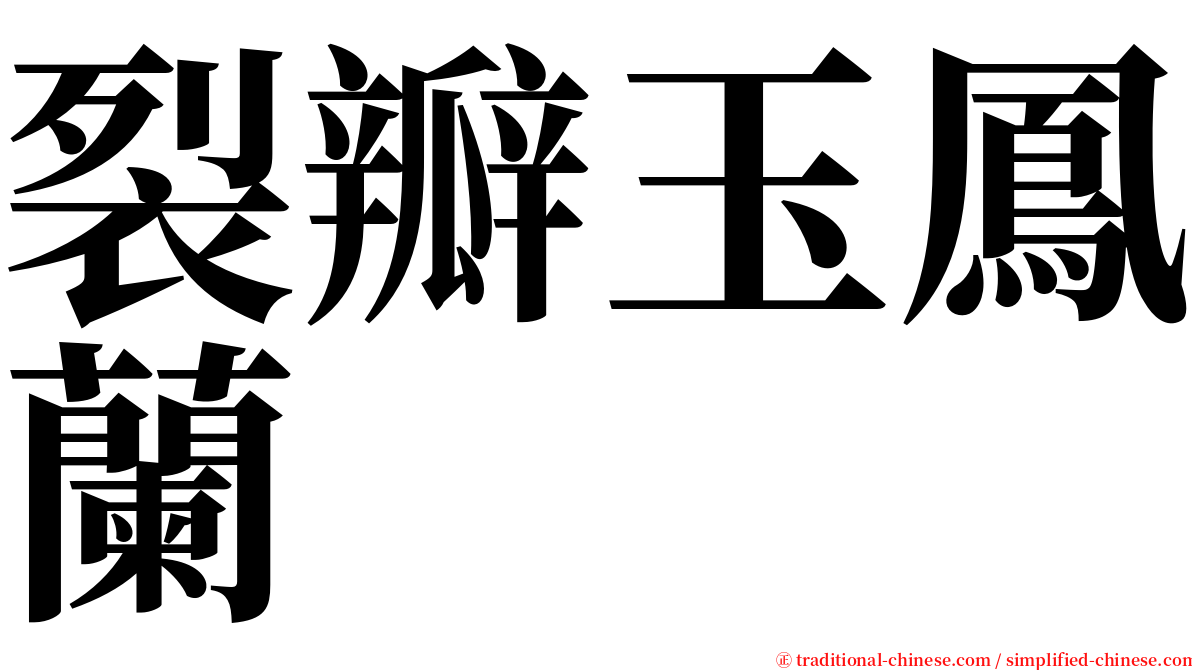 裂瓣玉鳳蘭 serif font