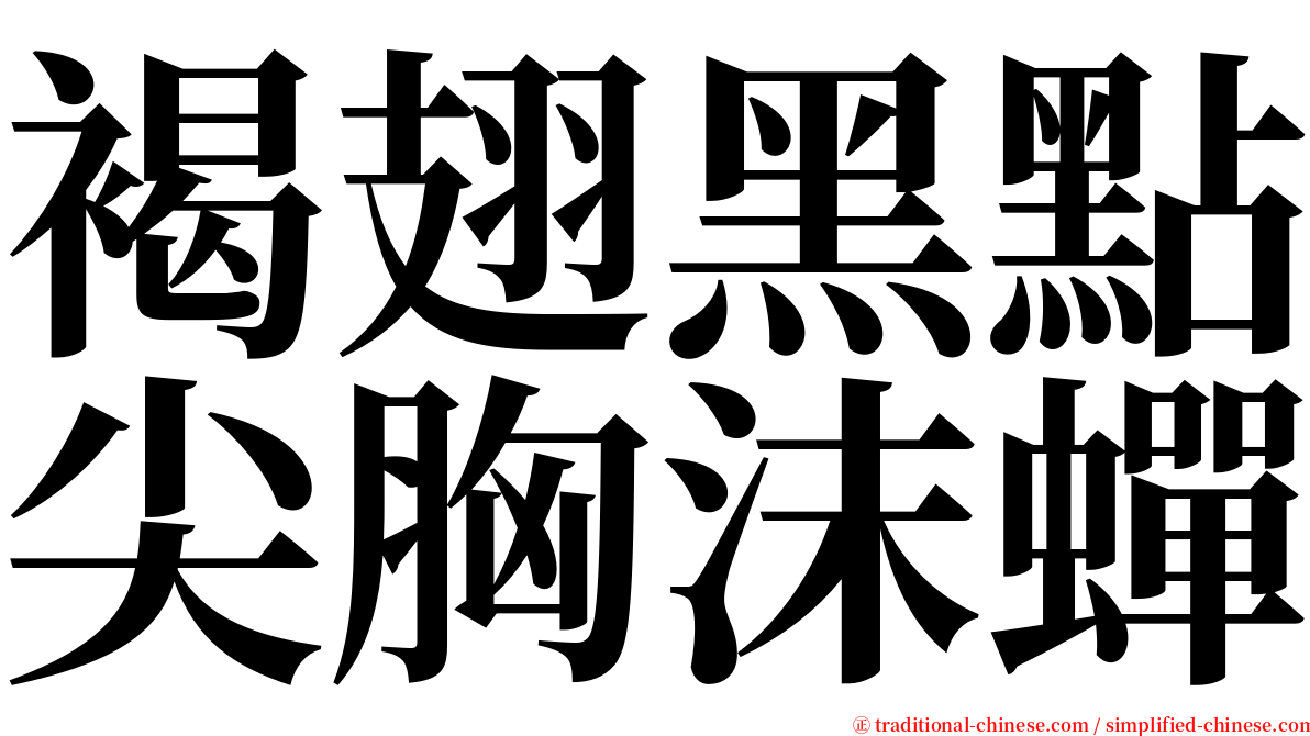 褐翅黑點尖胸沫蟬 serif font