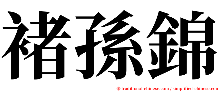 褚孫錦 serif font