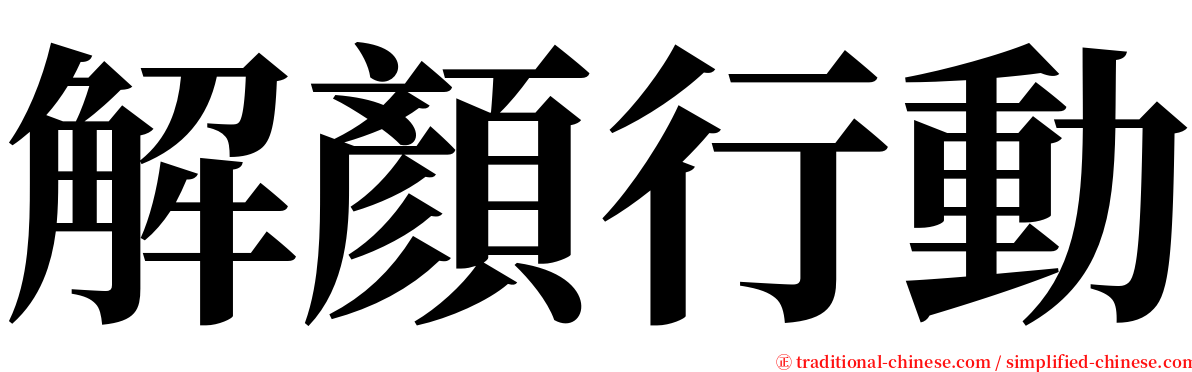 解顏行動 serif font