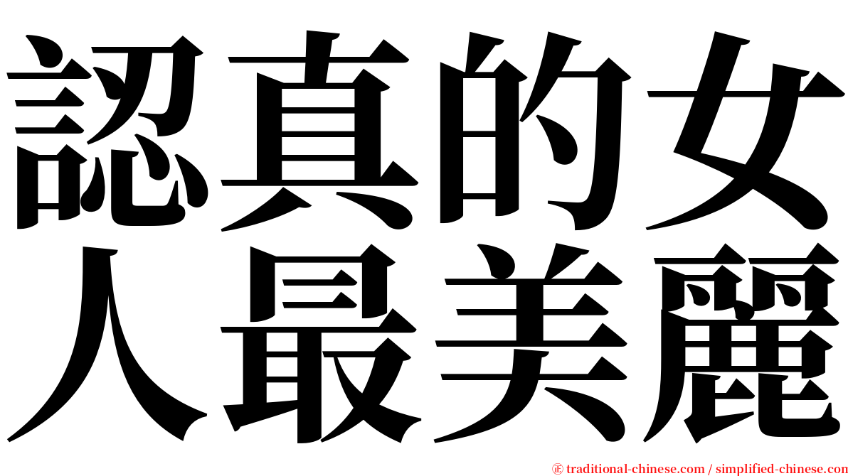 認真的女人最美麗 serif font