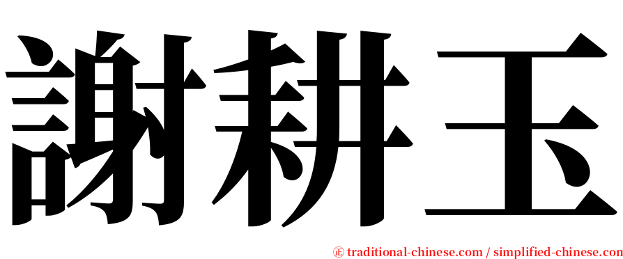 謝耕玉 serif font