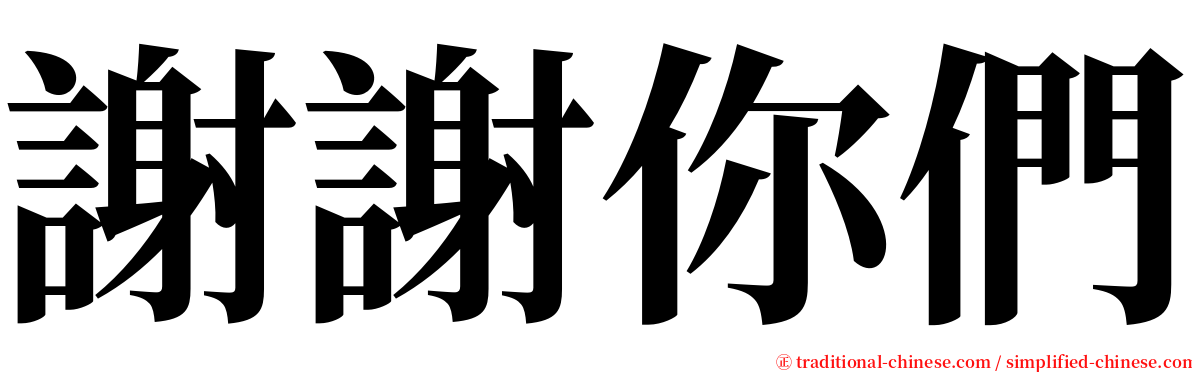 謝謝你們 serif font