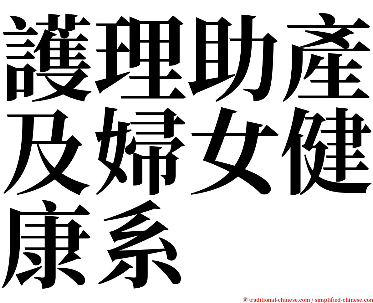 護理助產及婦女健康系 serif font