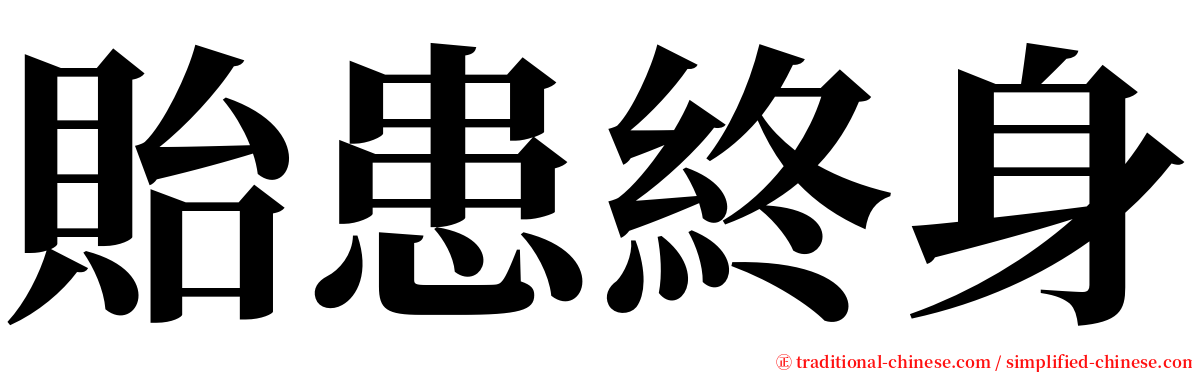 貽患終身 serif font