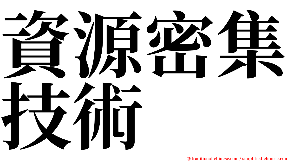 資源密集技術 serif font