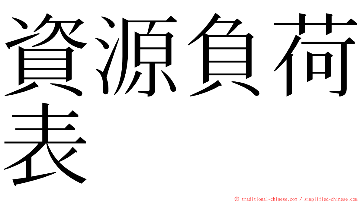 資源負荷表 ming font