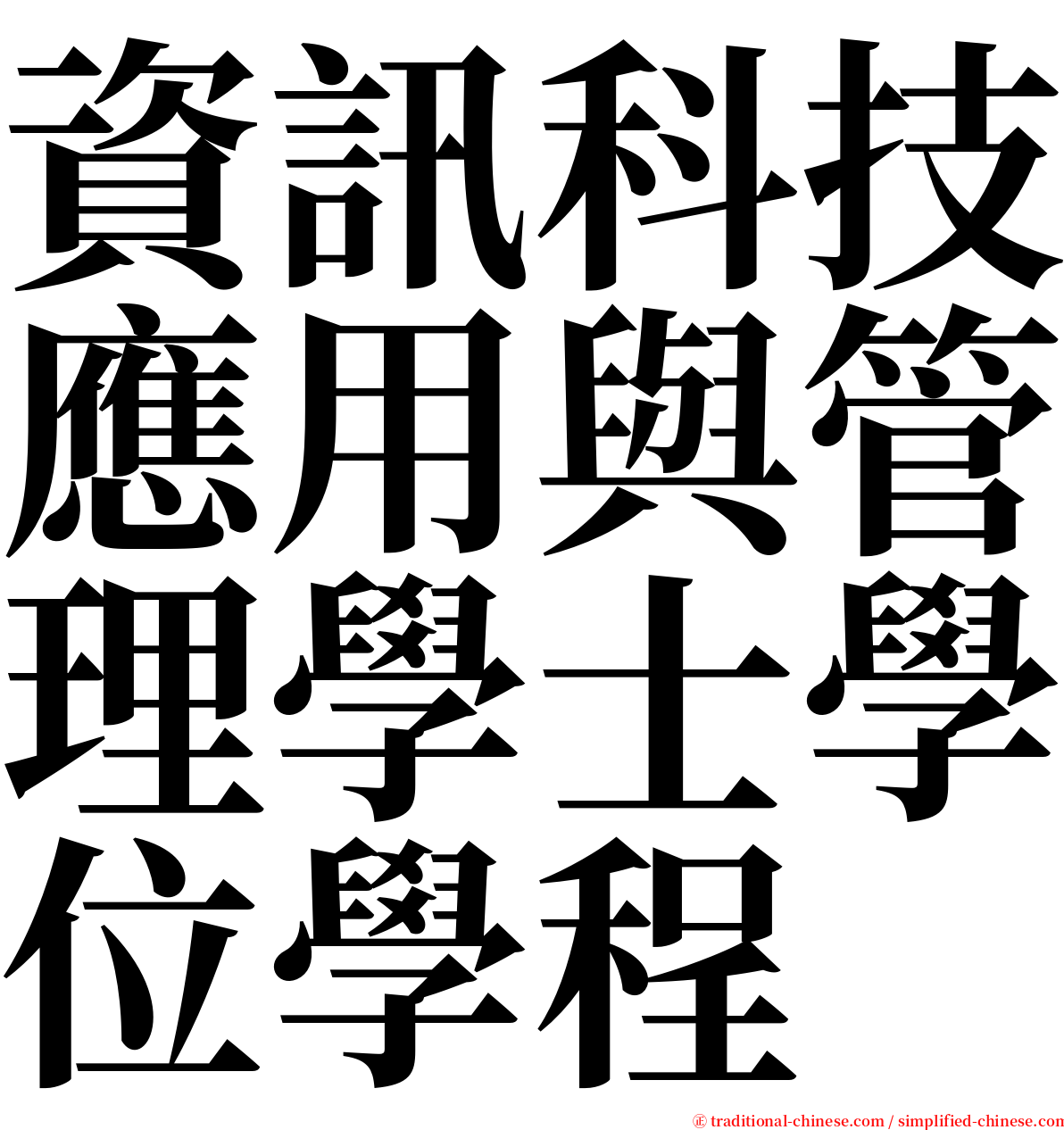 資訊科技應用與管理學士學位學程 serif font