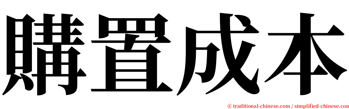 購置成本 serif font