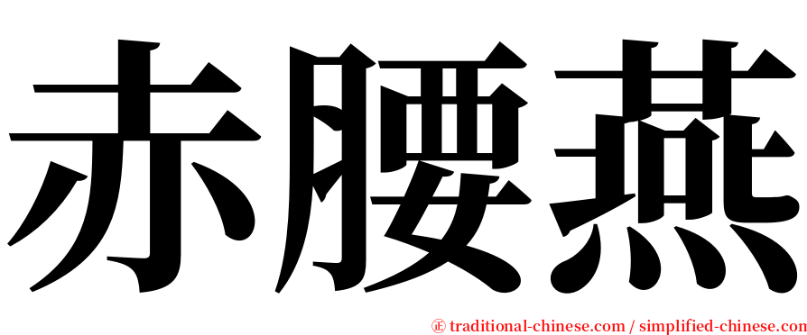 赤腰燕 serif font