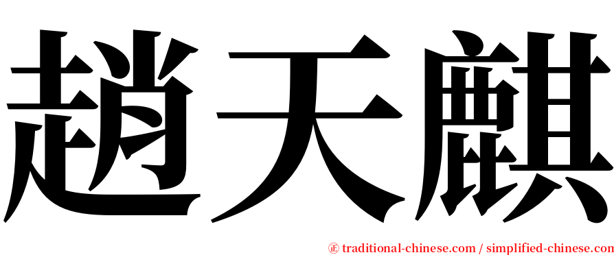趙天麒 serif font