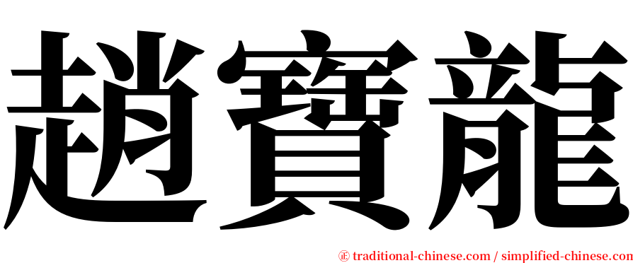 趙寶龍 serif font