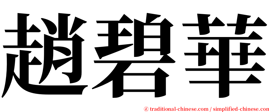 趙碧華 serif font